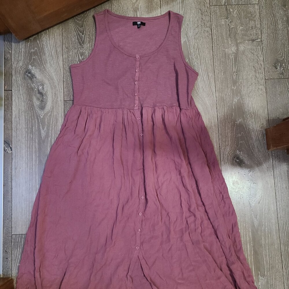 FRYE Berry Pink Long Maxi Dress Button Up Knit Stretch Size XXL